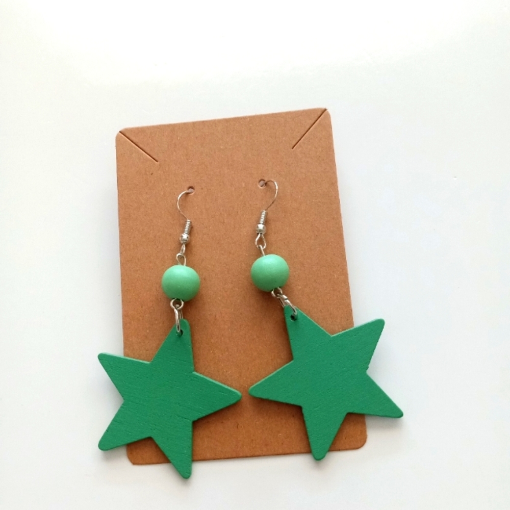 Green Star Earrings
